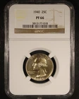 1940 Washington Quarter - 25c NGC PR66 - Sharp Example!