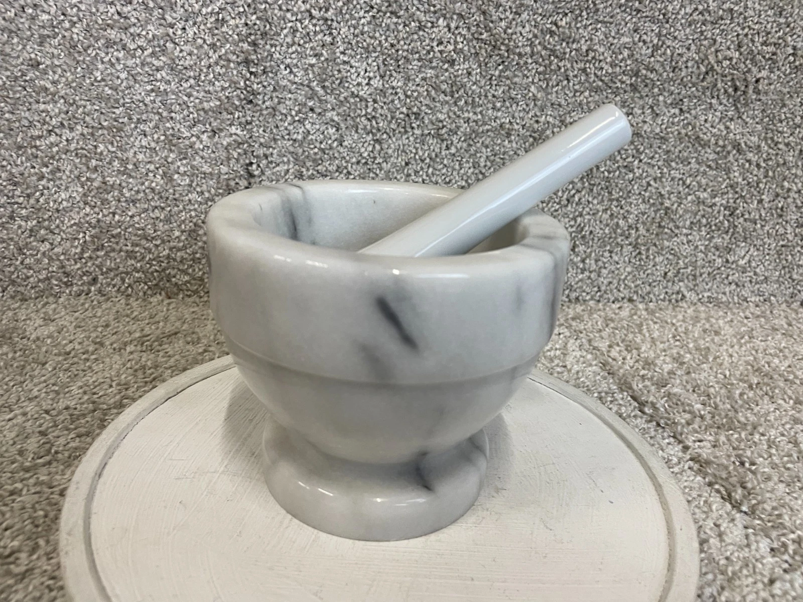 4.5" Apothecary Marble Stone Mortar & Pestle White Gray