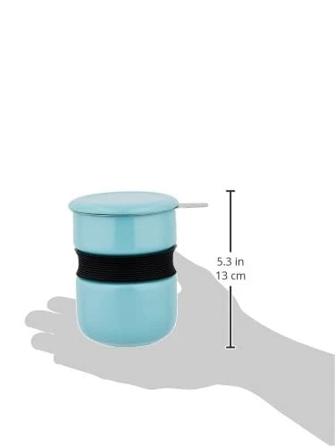 Curve Asian Style Porcelain Tea Cup with Infuser and Lid 12 ounces, Turquoise - Image 3 of 3
