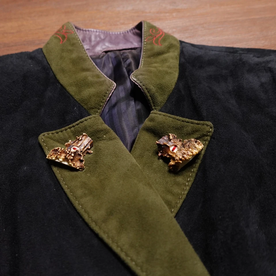 Blazer Chaqueta Gamuza Meindl Alemán Bávaro Mujer Talla 40 Negro Oliva Foto 4 de 4