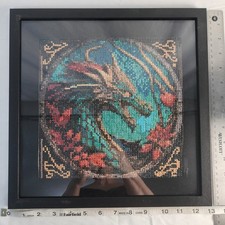 Dragon diamond art painting completed, sealed and framed 13in x 13in
