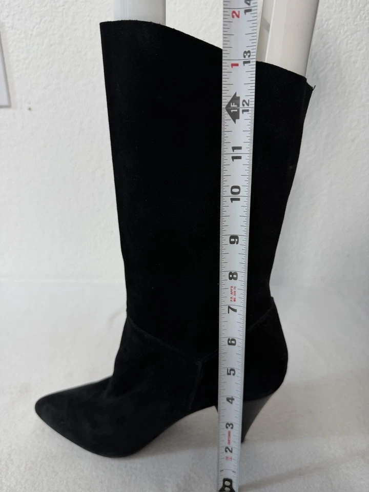 Steve Madden Suede Leather Ankle Boots Black Size 8 M Kitten Heels - Image 3 of 4