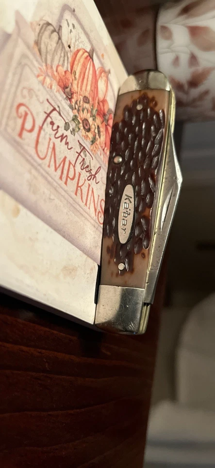 Vintage Kabar Two Blade Small Trapper Jig Bone Handles 1970’ To Early 80’s - Image 2 of 4