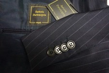 Sartoria Partenopea Wool Blue Striped 2 Pc Suit Jacket Pants 44 US BRAND NEW