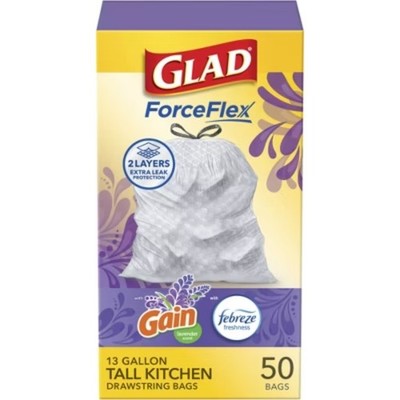 all Kitchen Drawstring Trash Bags - Gain Lavender with Febreze Freshness - 13gal