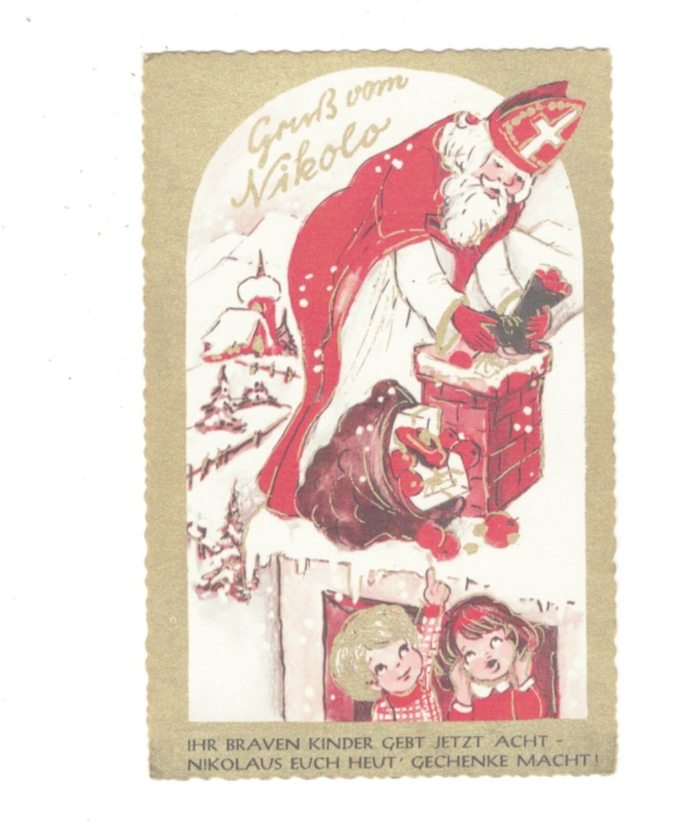 SE2317 SANTA , FATHER CHRISTMAS ST.NICK , NICOLO ON THE ROOF RPPC