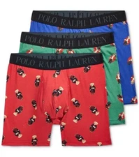 Polo Ralph Lauren Polo Bear Men's 3 Pack Boxer Briefs Red Green Blue New