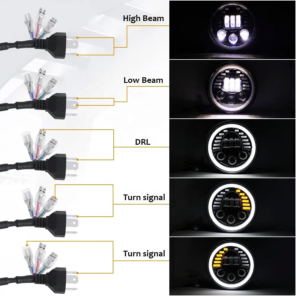 Brightest Halo 7" LED Headlights 4" Fog Lights Turning for Jeep Wrangler 07+ JK