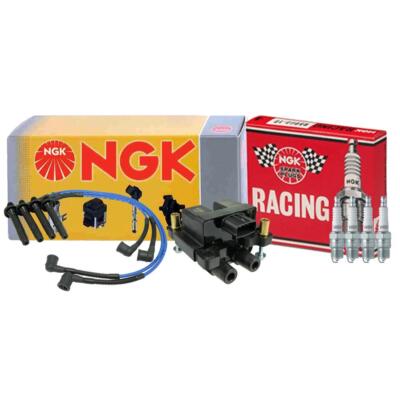 NGK DIS Ignition Coil Wires & 4 Racing Spark Plugs Kit For Subaru 2.5 H4