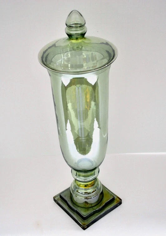 Uttermost Gilli 绿色玻璃药剂师令人惊叹的 21 英寸药剂师带盖全新 WT — 第 3/4 张图片