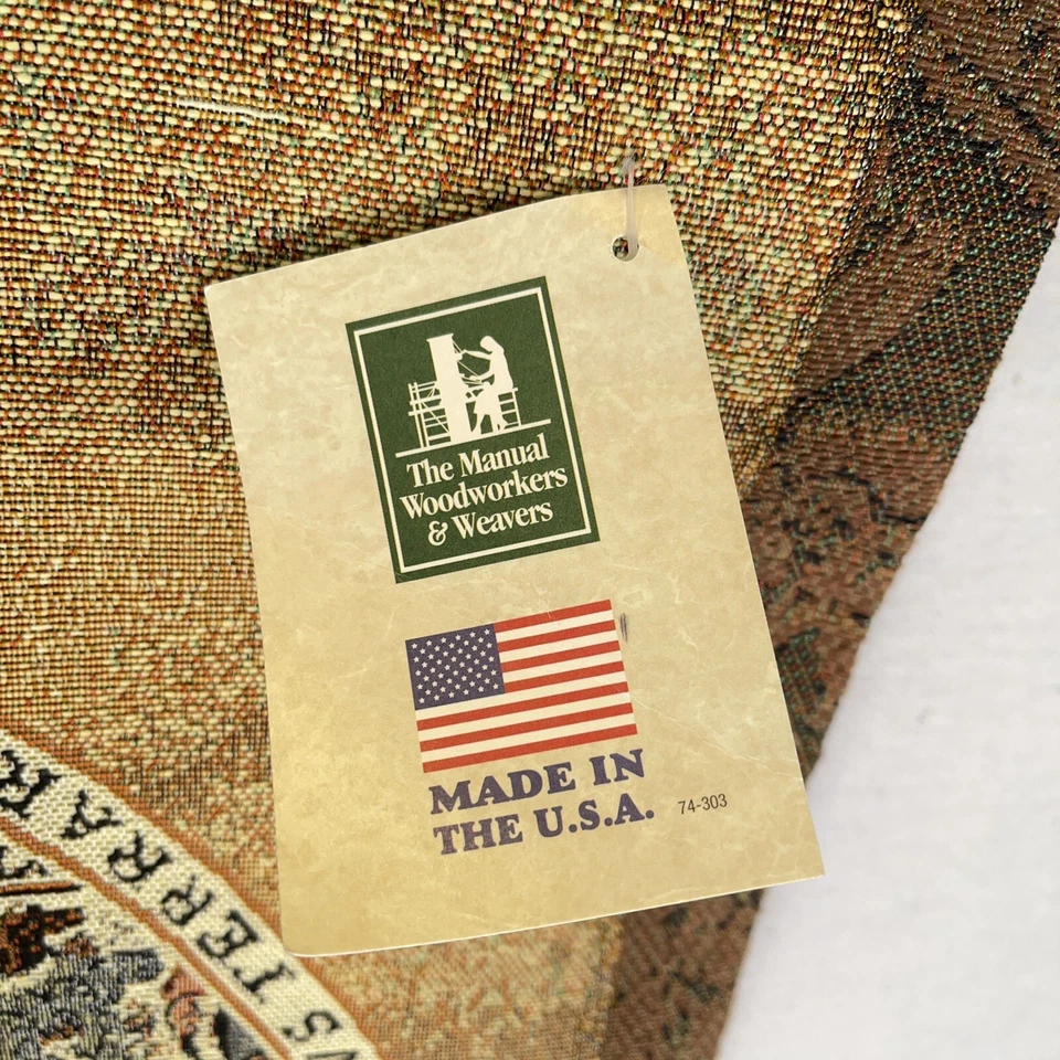 Manual Woodworkers and Weavers Wall Hanging Tapestry World Globe w/ Bible Verse - Image 2 of 4