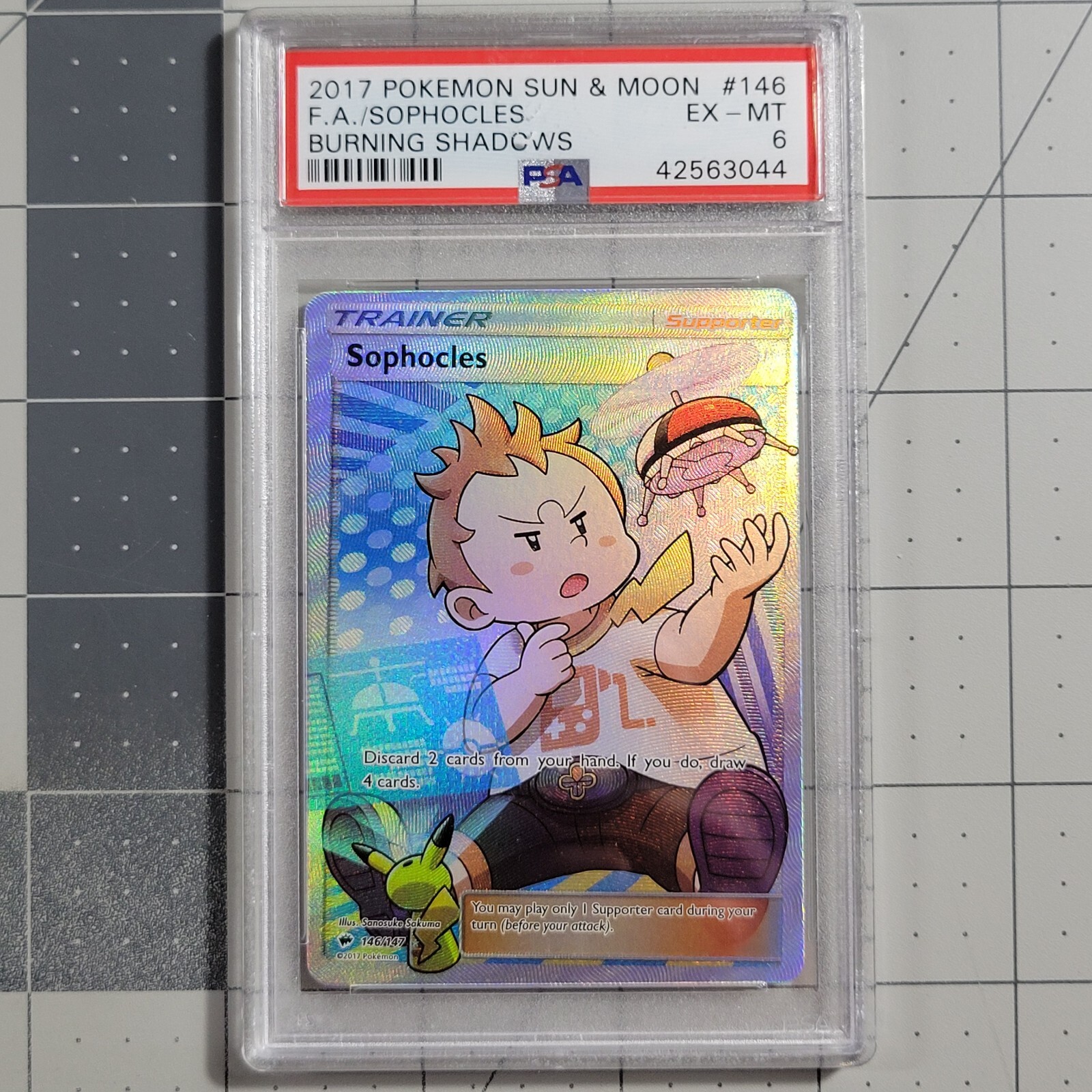 Sophocles Twisted Miscut Full Art Trainer Pokemon Card Burning Shadows 146/147