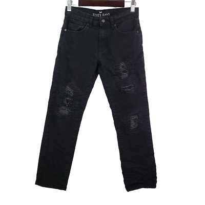 Steves Jeans Boys Size 10 Black Straight Legged Distressed Denim Jean Pants  | eBay