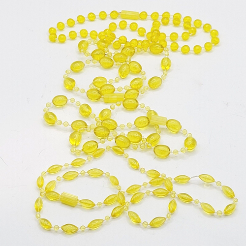 Four Bright Cheerful Citrine Bright Yellow Beaded Vintage Plastic Necklace Set - Picture 7 of 17