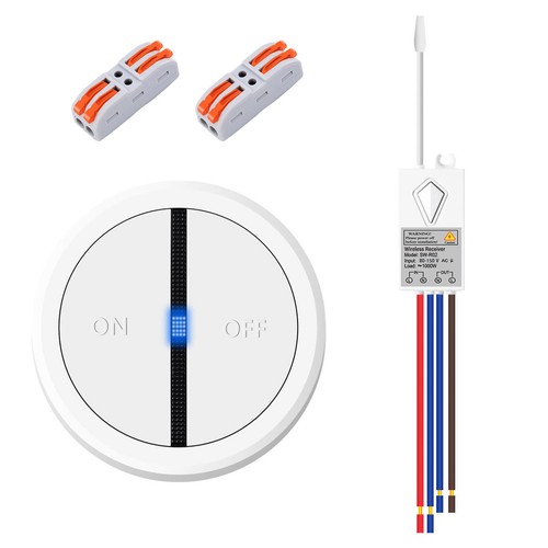 Wireless Light Switch Receiver Kit 110V Mini Remote Control Wall ON/OFF ...