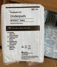 Cardinal Health Underpads Wings Extra Moderate Absorbency 10 per Pack 23” X 36”