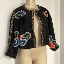 Chloé Embroidery Jacket Vintage … Wool , Clouds, Colorful Sz L