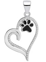 KettenanhäNger Silber Herz Mit Pfote Zirkonia AnhäNger 925 Sterling Echtschmuck
