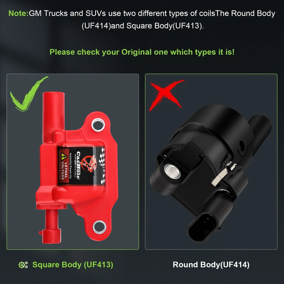 8 Pack Square Ignition Coil & Spark Plug & Wire For Chevy GMC 4.8L 5.3L 6.0L V8 - Image 4 of 4