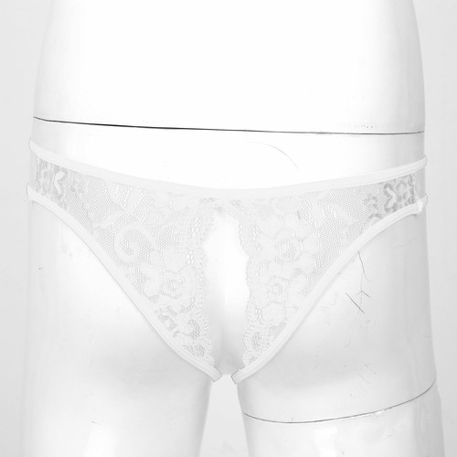 Sexy Mens Lingerie Sissy Lace Floral Crotchless T-back Thong Low-rise Underwear - Picture 5 of 33