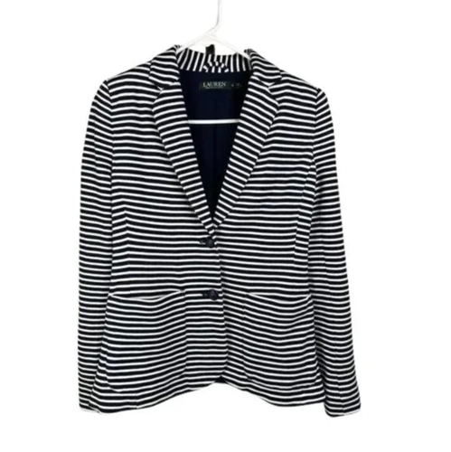 Lauren Ralph Lauren Striped Nautical Two Button Blazer - Small Petite - Picture 2 of 11