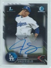 JORDAN SHEFFIELD 2016 BOWMAN CHROME 1ST ON CARD AUTO PROSPECT