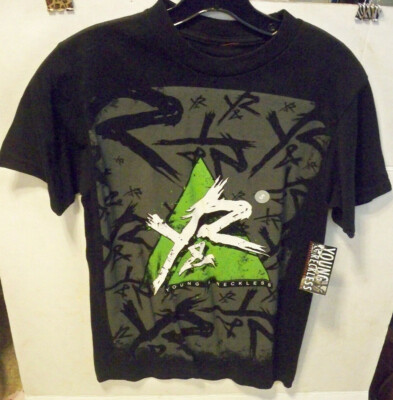 MENS GUYS YOUNG & RECKLESS BLACK YR TRIANGLE GREEN/GRAY TEE T SHIRT NEW $29