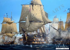 Battle of Trafalga  naval art post card Nelson's HMS Victory French Bucentaure