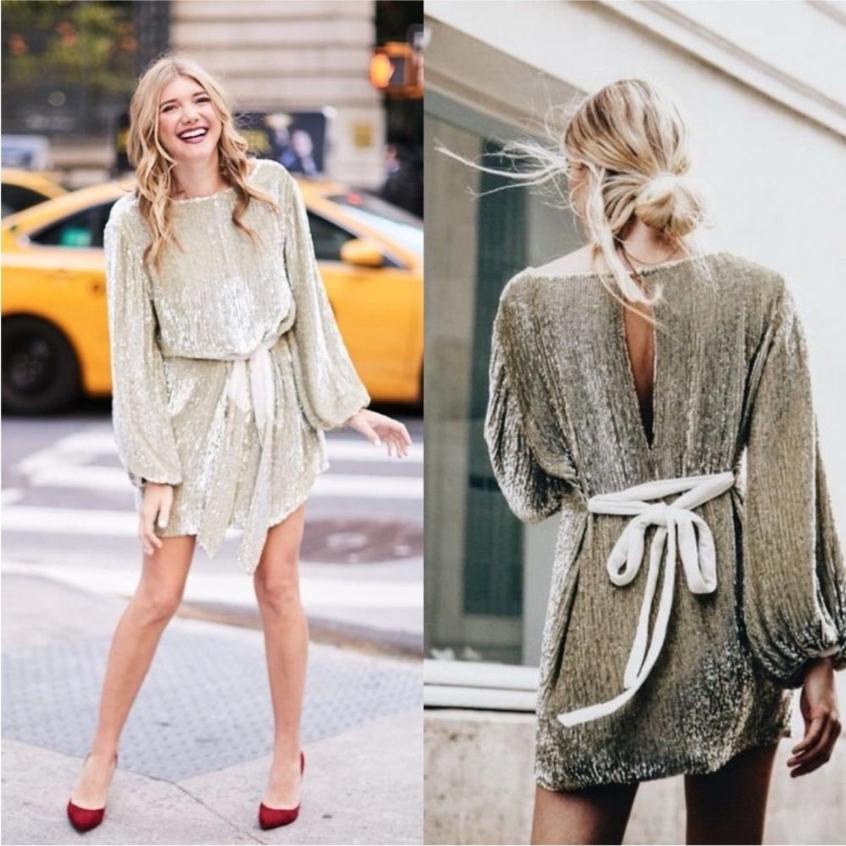 Retrofete XS Grace Sequin Mini Dress in Silver Platinum