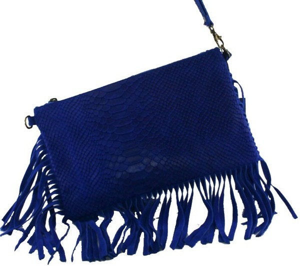 Bolso bandolera flecos azul noche
