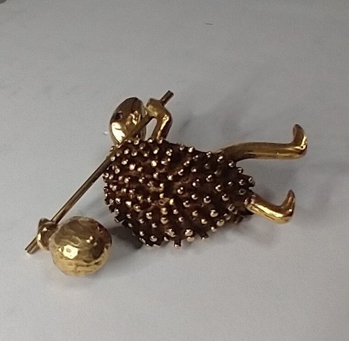 Jeanne Turtle Brooch Lapel Pin Hobo Figural Jewelry Gold Tone Pendant Vintage - Picture 2 of 10
