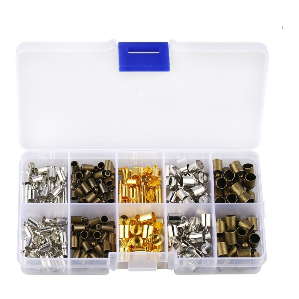 200 PCS Kumihimo Jewelry Kit Copper Cord Ends Caps Tassel Combo