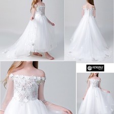Vestito Bambina Cerimonia Comunione Festa Tulle Girl Princess Party Dress COM041