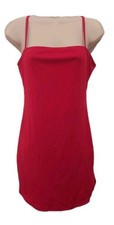 Shein Red Short Dress Spaghetti Straps Slit On Side Bodycon Sz MED poly/elastane