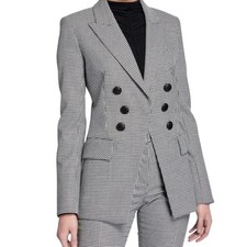 Veronica Beard Leon Houndstooth Dickey Blazer Double Breasted Blazer Womens 0