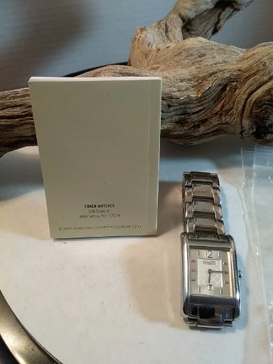 Orologio Donna COACH Quarzo Svizzero Tutto Acciaio Cinturino Argento Stile Tank