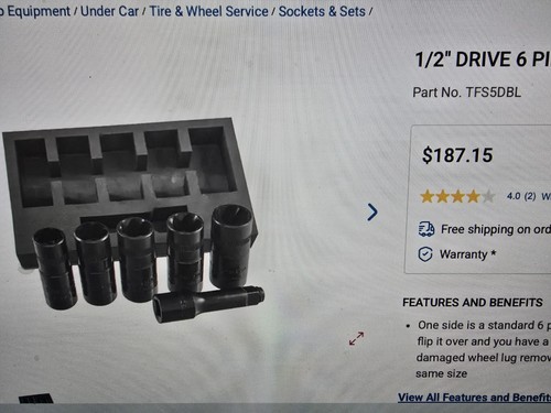 New Matco Tools 1/2" Drive 6 Piece Twist / Flip Socket Set, Part# TFS5DBL - Picture 6 of 8