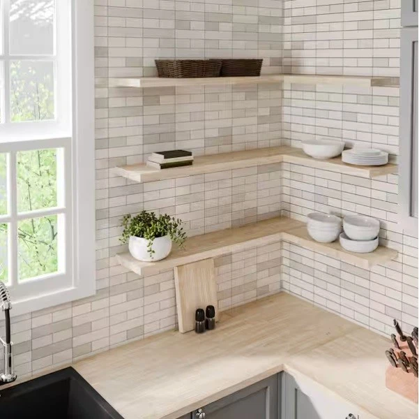 Hardwood Reflections 24" W X 10" D Unfinished Hevea Floating Wall Shelf - NEW - Image 3 of 4