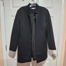 Women’s Chico’s Black Textured Open-Front Long Blazer Jacket