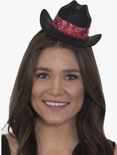Mini Cowboy Cowgirl Hat - Red Paisley Band - Costume Accessory - One Size