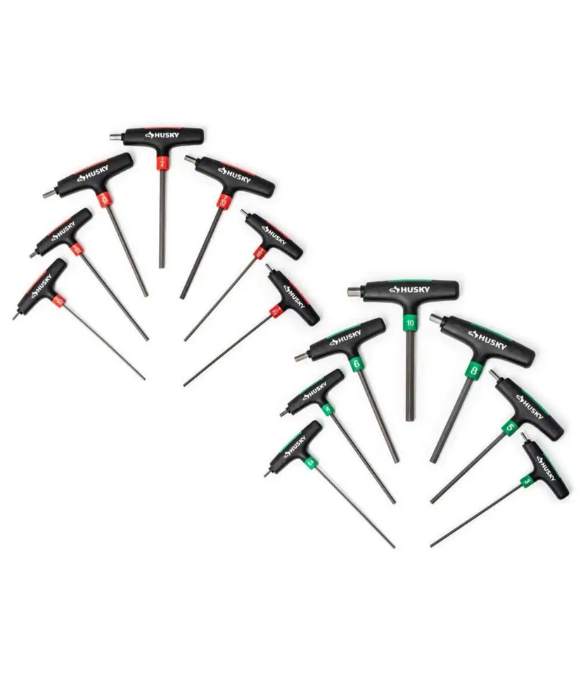 Juego de llaves hexagonales Husky de 14 piezas con mango en T SAE y mm Foto 3 de 3