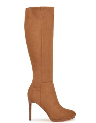 NINE WEST - QUIZME, Tan faux suede/stretch knee boots, 4.5" stiletto, SZ 11 - Picture 2 of 5