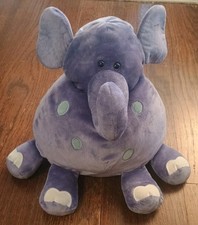 Animal Alley Toys R Us Plush FAT PURPLE ELEPHANT Round Pillow Blue Spots 13" EUC
