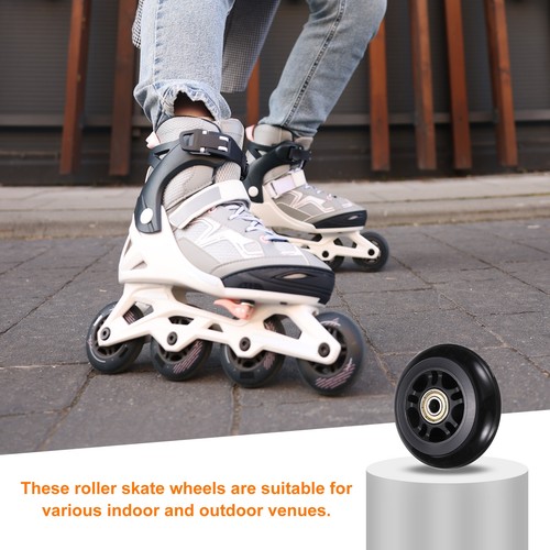 Inline Skate Wheels with Bearings, Roller Skate Wheel (80mm, 8Pack, Black) - Picture 6 of 6