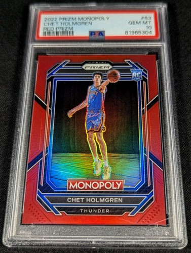 PSA 10 SSP RC /99 CHET HOLMGREN RED PRIZM TRUE ROOKIE #63 2022-23 Prizm Monopoly