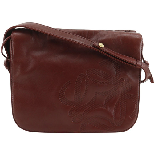LOEWE Anagram Shoulder Bag Leather Red Women's #NB477