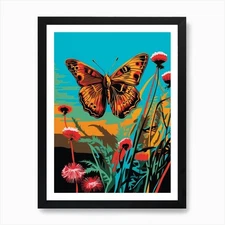 Pop Art Meadow Brown Butterfly 2 Ar Framed Wall Art Poster Canvas Print Picture