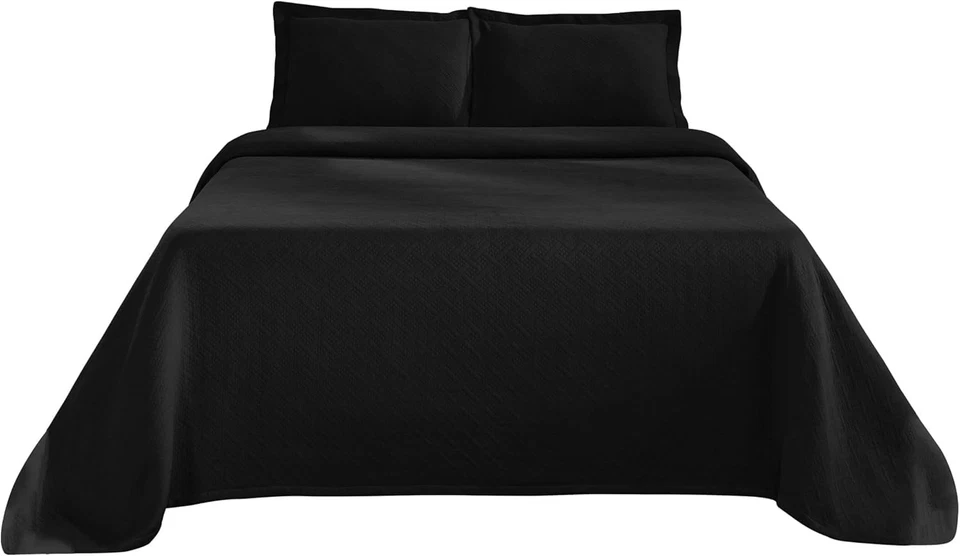 100% Cotton Basket Weave Bedspread with Shams, All-Season Premium Cotton Mate... - Image 2 of 4