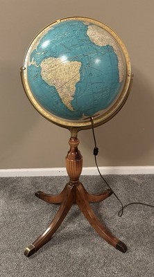 Cram's Political Terrestrial 16” Globe Lighted Mahogany Floor