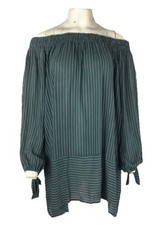 Faithfull the Brand Sz 6 Morningbell Off Shoulder Mini Dress Blue Striped CL